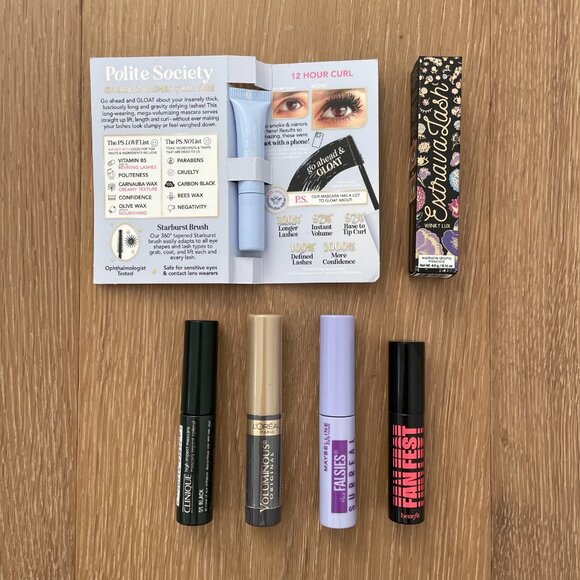 Mascara Makeup 6 Mini Samples Benefit Clinique Maybelline L’Oreal Polite Society - Picture 2 of 10